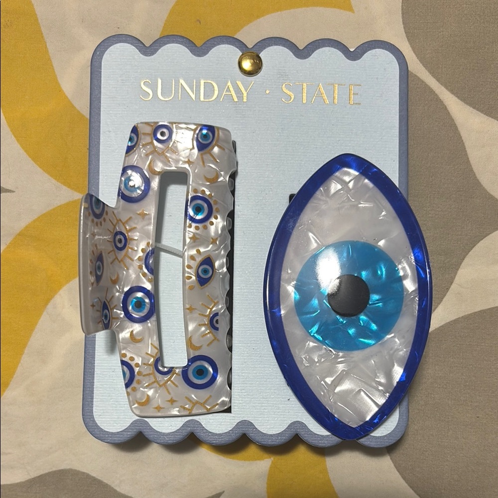 Sunday State Hair Clip Set with Evil Eye Design